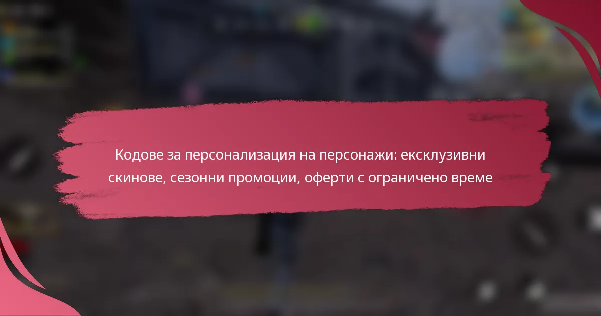 Кодове за персонализация на персонажи: ексклузивни скинове, сезонни промоции, оферти с ограничено време
